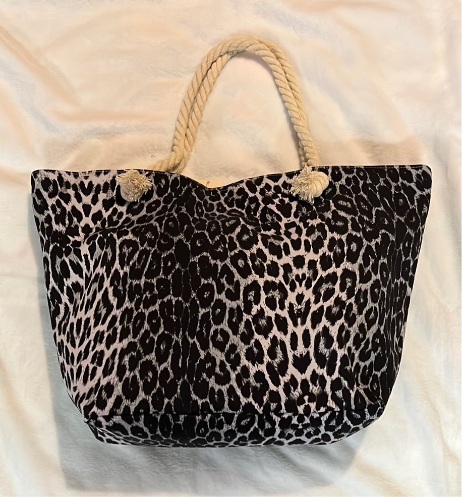 Grey Leopard Print Tote