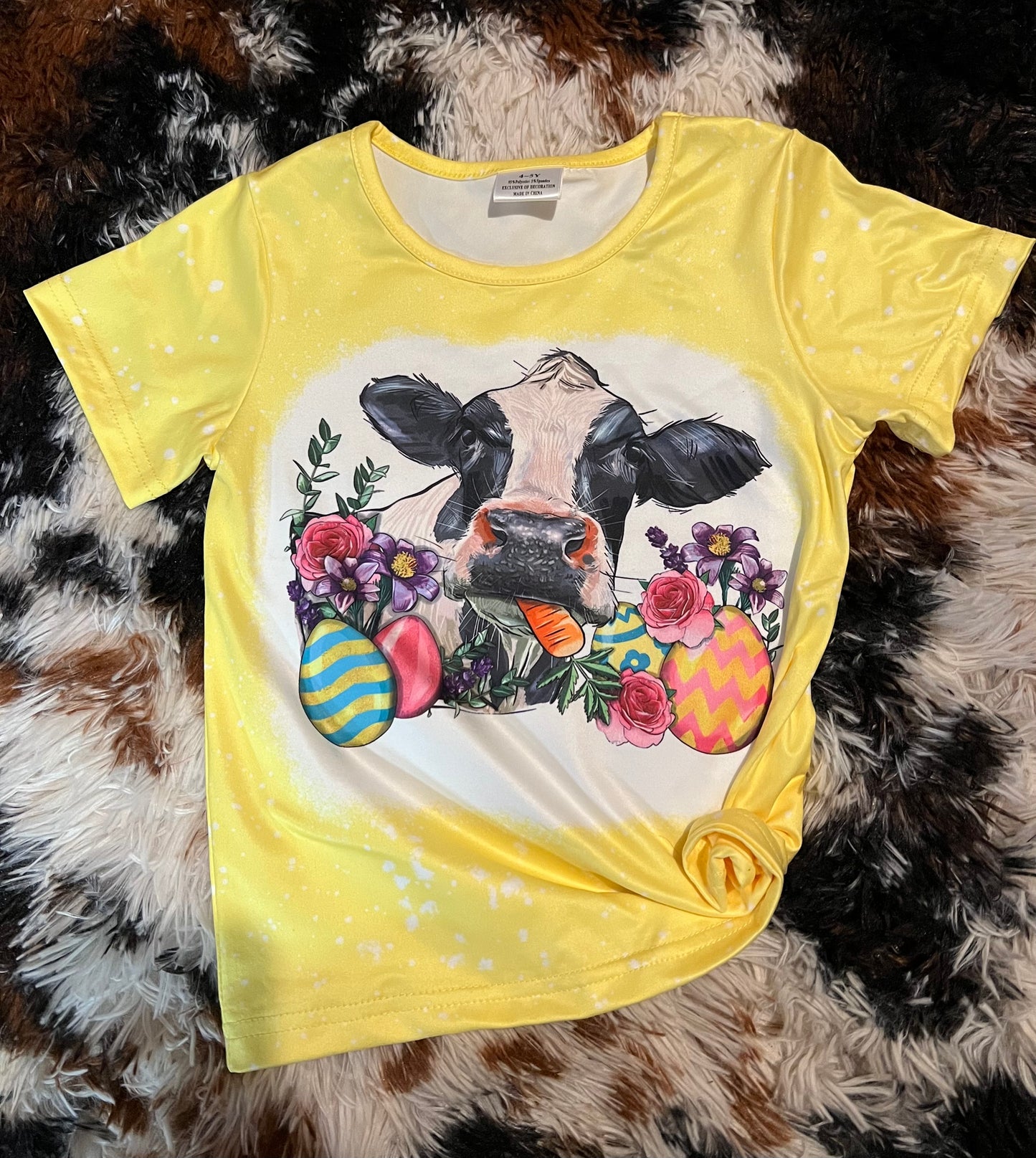 Girls Cow Head Graphic T-Shirt