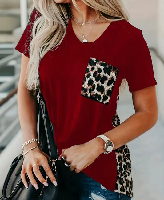 Red Leopard Print Top