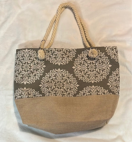 Grey/Tan Printed Tote