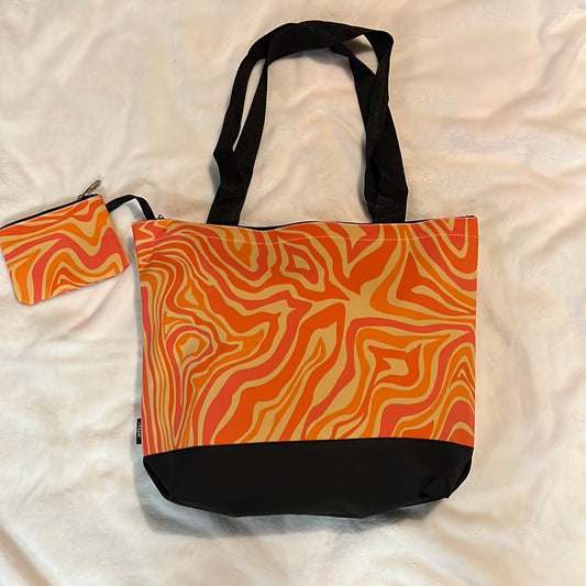 Orange/Pink Tote with Coin Purse