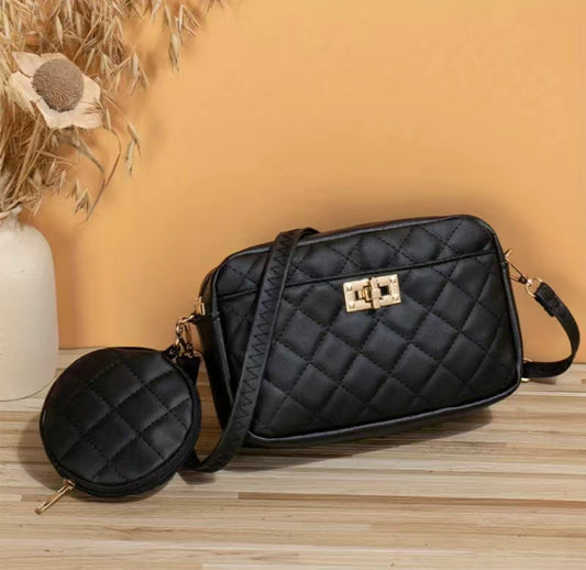 Quilted Shoulder Bag with Little Pouch