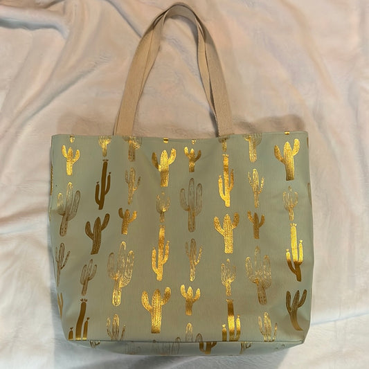 Sea Green/Gold Cactus Tote