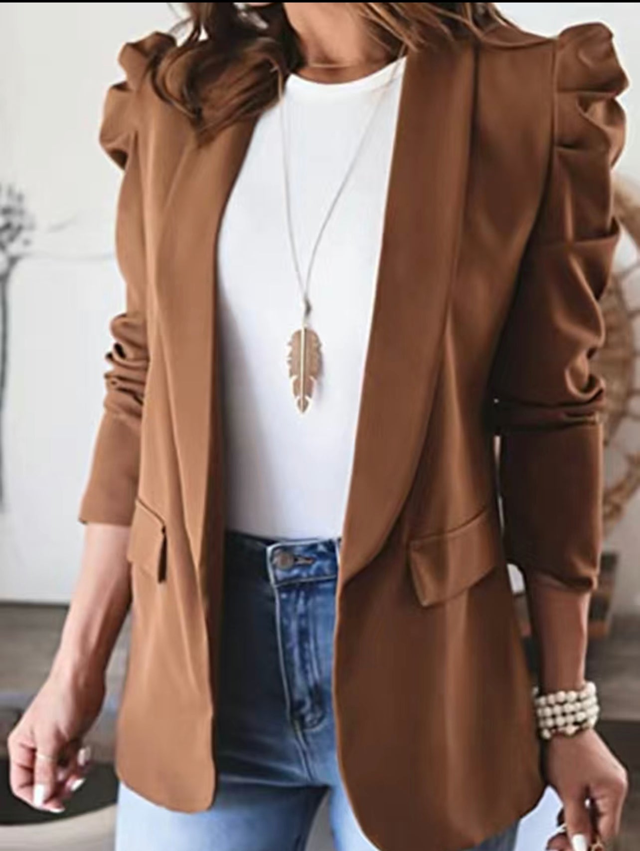 Women’s Solid V-Neck Long Sleeve Lapel Coat